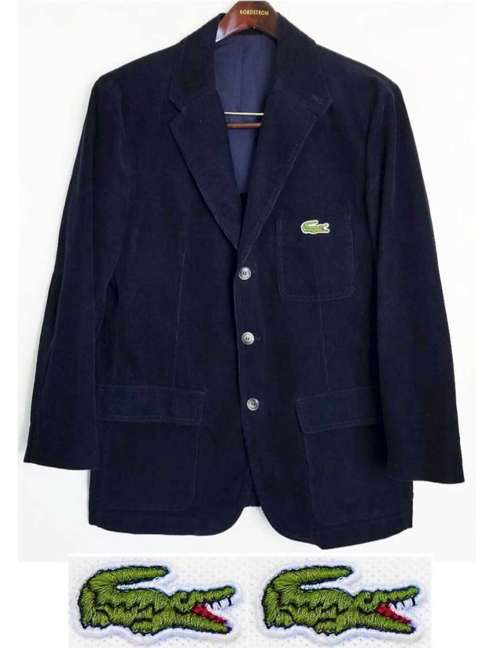 Vintage Lacoste Mens Corduroy Alligator Logo Jacket Sports Blazer Navy 52/4  L
